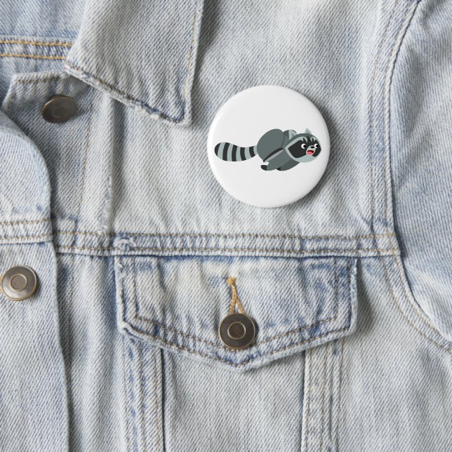 Badge Rond 5 Cm Raccoon de dessin animé mignon (En situation)
