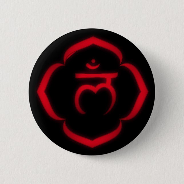 Badge Rond 5 Cm Racine "marquée au poncif" Chakra - Muladhara (Devant)