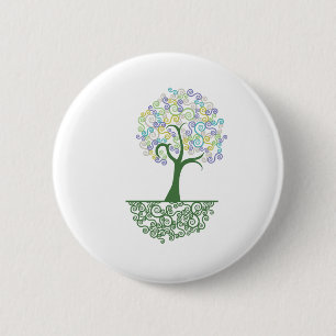 Badge Rond 5 Cm Racines de ~ d'arbre des arbres colorés de rouleau