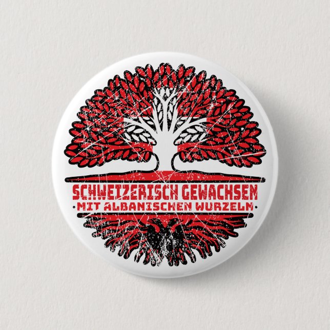 Badge Rond 5 Cm Racines de l'arbre albanais Suisse (Devant)