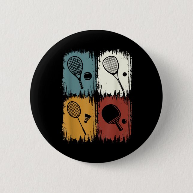 Badge Rond 5 Cm Racketlon, Tournament Sport With 4 Disciplines  (Devant)