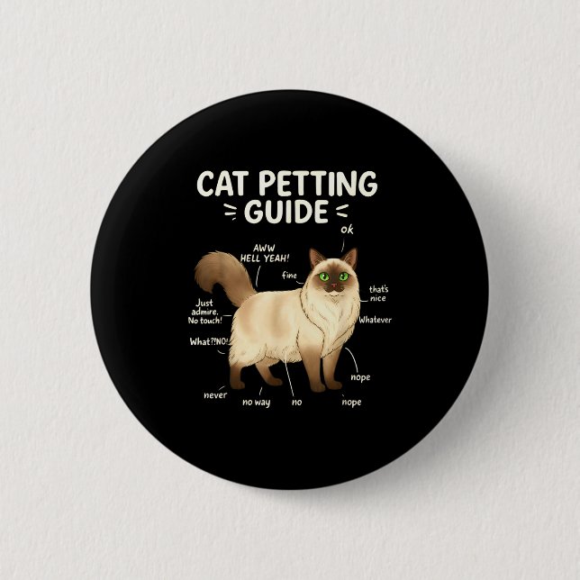 Badge Rond 5 Cm Ragdoll Cat Petting Guide Funny Cat Lover  (Devant)