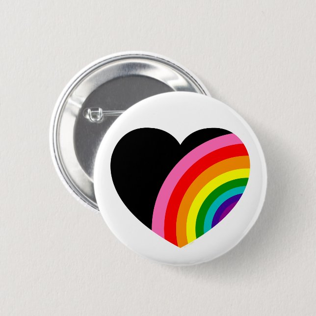Badge Rond 5 Cm Rainbow Black Heart (Devant & derrière)
