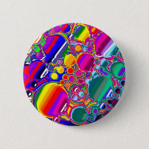 Badge Rond 5 Cm Rainbow Blast Art Abstrait