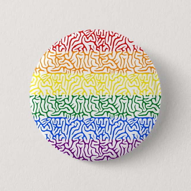 Badge Rond 5 Cm Rainbow Brain Gay Pride Button (Devant)