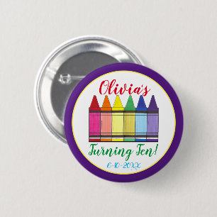 Badge Rond 5 Cm Rainbow Crayons Artist Art Fête d'anniversaire pou