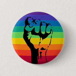 Badge Rond 5 Cm Rainbow FIST bouton LGBT FIE