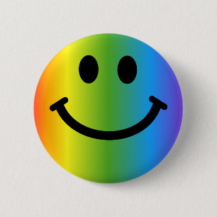 Badge Rond 5 Cm Rainbow Happy Face