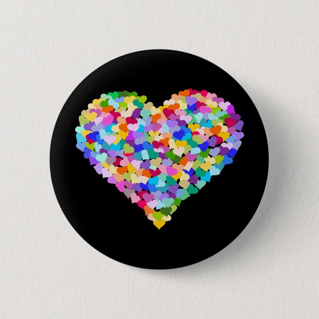 Badge Rond 5 Cm Rainbow Heart Confetti (Devant)