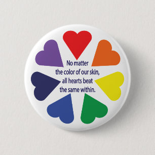 Badge Rond 5 Cm Rainbow Hearts