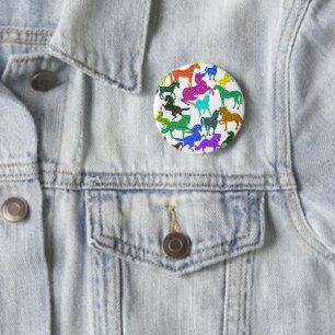 Badge Rond 5 Cm Rainbow Horses - "Dotty about Horses !"