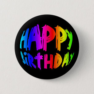 Badge Rond 5 Cm Rainbow Joyeux anniversaire