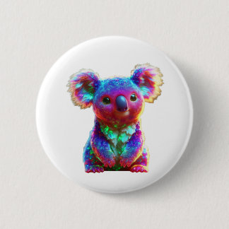 Badge Rond 5 Cm Rainbow Koala Fantasy Art