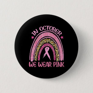 Badge Rond 5 Cm Rainbow Leopard Sensibilisation au cancer du sein