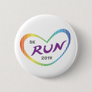 Badge Rond 5 Cm Rainbow Love Heart 5K Run