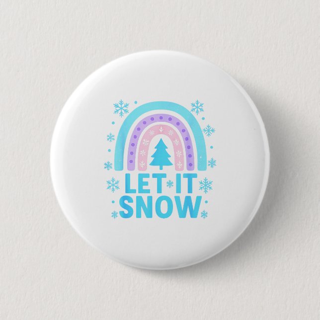 Badge Rond 5 Cm Rainbow Snowflake Christmas Winter Day Suprter Let (Devant)