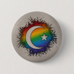 Badge Rond 5 Cm Rainbow Star et Crescent
