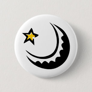 Badge Rond 5 Cm Ramadan Croissant Lune et Star Swoosh