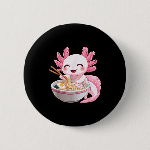 Badge Rond 5 Cm Ramen d'axolotl d'anime kawaii