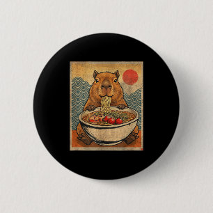 Badge Rond 5 Cm Ramen de capybara japonais drôle graphique kawaii