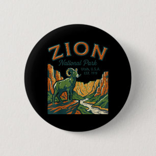 Badge Rond 5 Cm Randonnée et camping dans le désert du parc nation