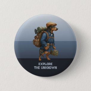 Badge Rond 5 Cm Randonneur Dachshund Aventurier : La Maison Est Là