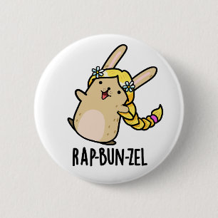 Badge Rond 5 Cm Rap-bun-zel Funny Bunny Pun