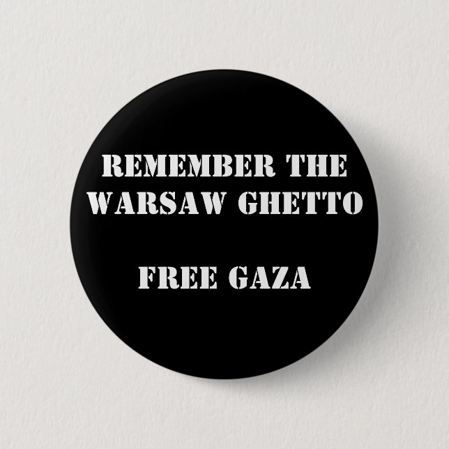 Badge Rond 5 Cm Rappelez-vous le ghetto Gaza libre de Varsovie (Devant)