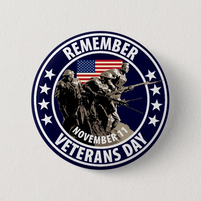 Badge Rond 5 Cm Rappelez-vous le jour de vétérans (Devant)
