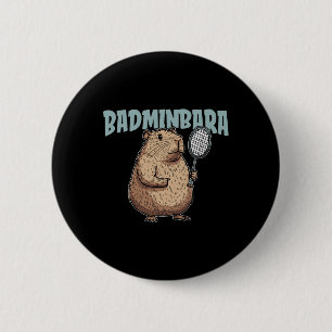Badge Rond 5 Cm Raquet de navette Badminbara - Équipe Badminton Ca