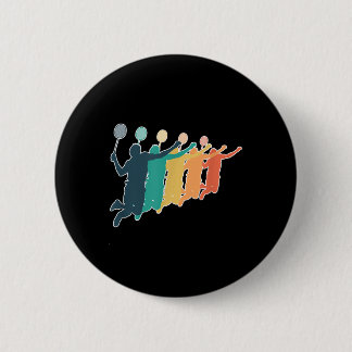 Badge Rond 5 Cm Raquette rétro de Badminton