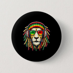Badge Rond 5 Cm Rasta Reggae Music Lion Jamaïque