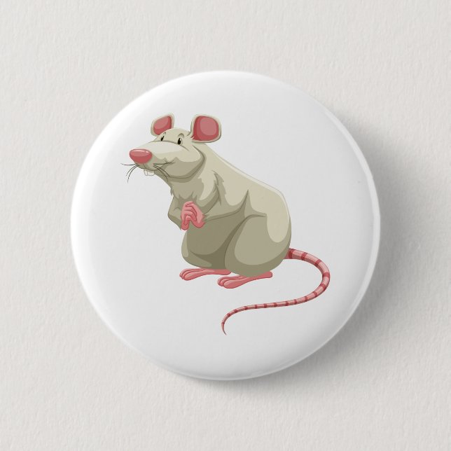 Badge Rond 5 Cm Rat blanc mou (Devant)