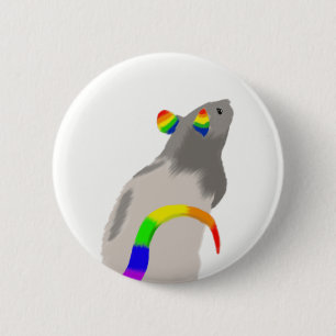 Badge Rond 5 Cm Rat d'arc-en-ciel
