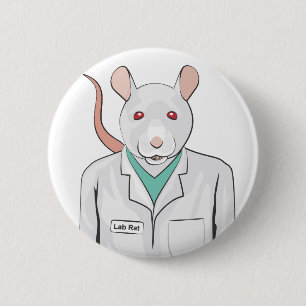 Badge Rond 5 Cm Rat de laboratoire