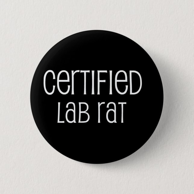 Badge Rond 5 Cm Rat de laboratoire certifié (Devant)