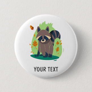 Badge Rond 5 Cm Raton laveur timide mignon