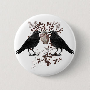 Badge Rond 5 Cm Ravens et Coeur