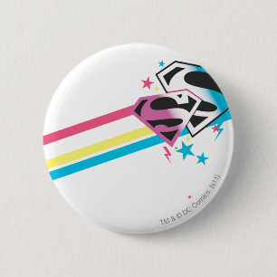 Badge Rond 5 Cm Rayures d'arc-en-ciel de Supergirl
