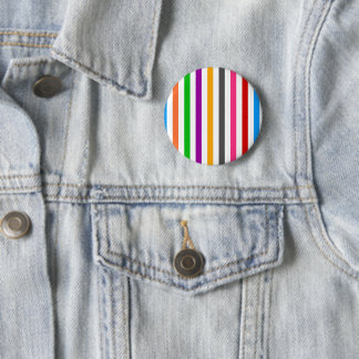 Badge Rond 5 Cm Rayures de lignes arc-en-ciel colorées - Blanc