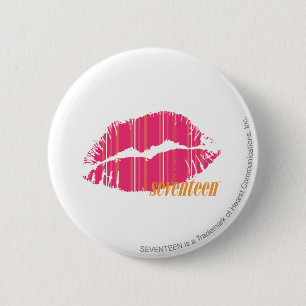 Badge Rond 5 Cm Rayures minces magenta
