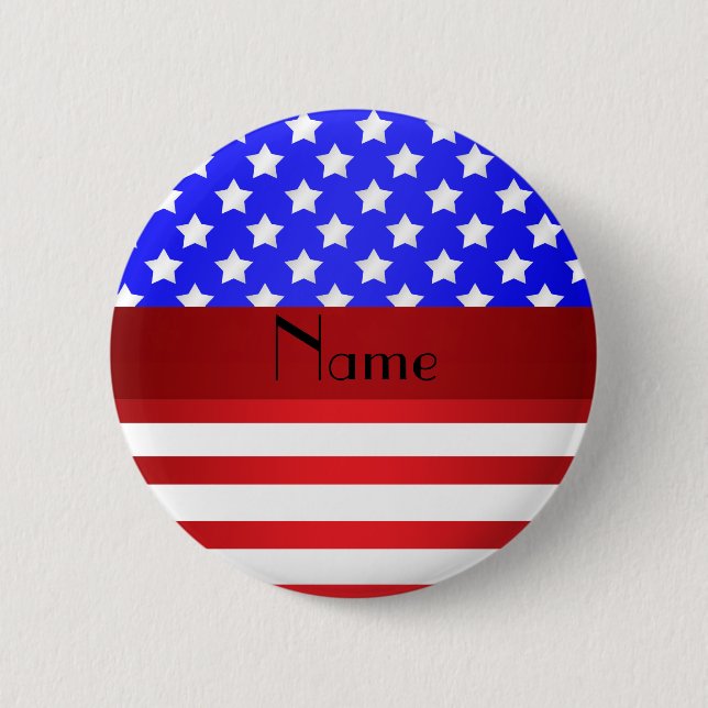 Badge Rond 5 Cm Rayures patriotiques nommées personnalisées (Devant)