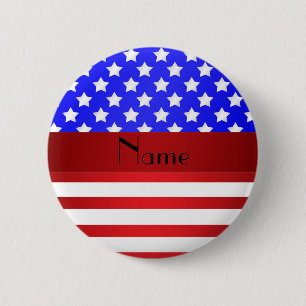 Badge Rond 5 Cm Rayures patriotiques nommées personnalisées
