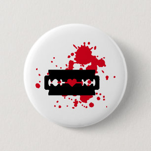 Badge Rond 5 Cm Razor Blade aime le sang