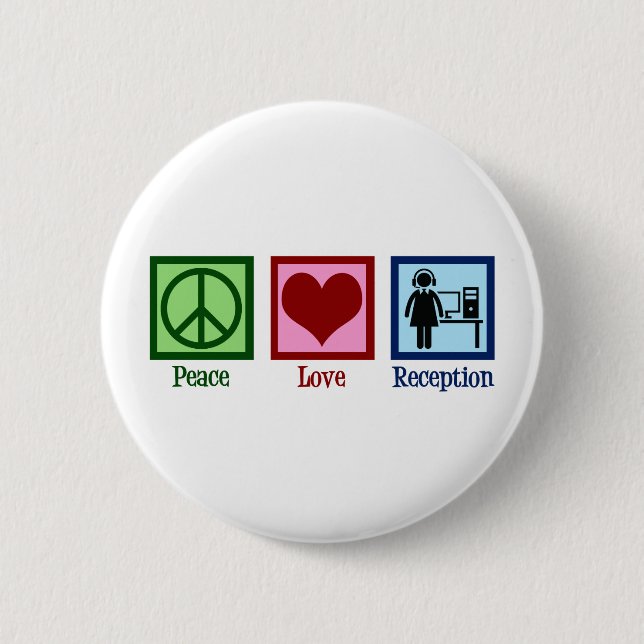 Badge Rond 5 Cm Réception d'amour de paix gentille réceptionniste (Devant)
