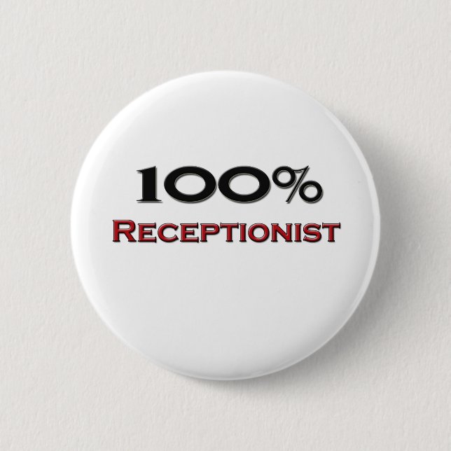 Badge Rond 5 Cm Réceptionniste de 100 pour cent (Devant)
