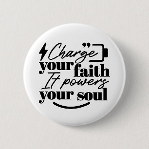 Badge Rond 5 Cm Rechargez Votre Foi – Citation Inspirante Chrétien