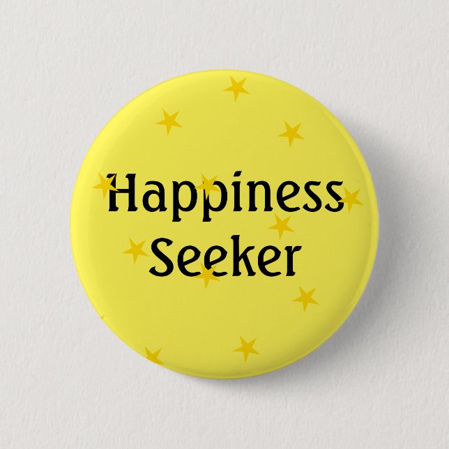 Badge Rond 5 Cm Recherche de bonheur Jaune (Devant)