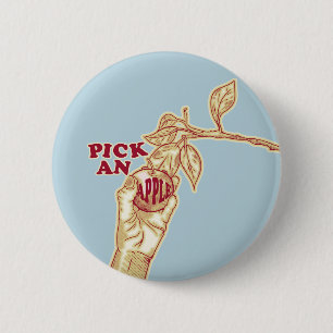 Badge Rond 5 Cm Récolte de pomme de verger