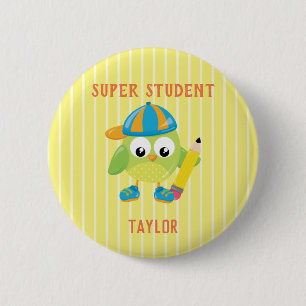 Badge Rond 5 Cm récompense du Super Etudiant Jaune